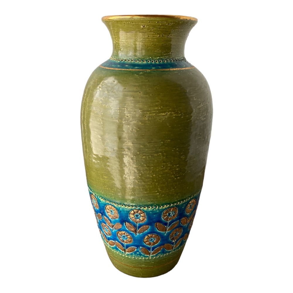 Vintage Aldo Londi Bitossi for Rosenthal Netter Thai Silk Ceramic Italy Vase 12”